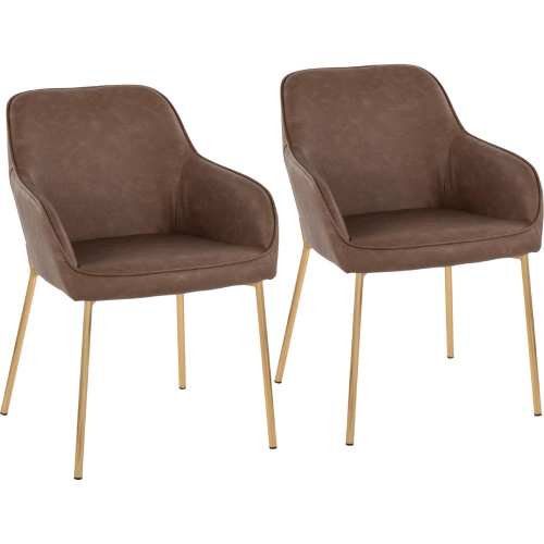 Daniella Dining Chair in Espresso Leatherette & Gold Steel (Set of 2)